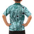 Samoa Tapa Family Matching Long Sleeve Bodycon Dress and Hawaiian Shirt Siapo Mix Tatau Patterns - Teal LT7 - Polynesian Pride