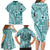 Samoa Tapa Family Matching Long Sleeve Bodycon Dress and Hawaiian Shirt Siapo Mix Tatau Patterns - Teal LT7 - Polynesian Pride