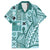 Samoa Tapa Family Matching Long Sleeve Bodycon Dress and Hawaiian Shirt Siapo Mix Tatau Patterns - Teal LT7 Dad's Shirt - Short Sleeve Teal - Polynesian Pride