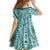 Samoa Tapa Family Matching Off Shoulder Long Sleeve Dress and Hawaiian Shirt Siapo Mix Tatau Patterns - Teal LT7 - Polynesian Pride