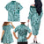 Samoa Tapa Family Matching Off Shoulder Long Sleeve Dress and Hawaiian Shirt Siapo Mix Tatau Patterns - Teal LT7 - Polynesian Pride