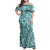 Samoa Tapa Family Matching Off Shoulder Maxi Dress and Hawaiian Shirt Siapo Mix Tatau Patterns - Teal LT7 Mom's Dress Teal - Polynesian Pride