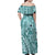 Samoa Tapa Family Matching Off Shoulder Maxi Dress and Hawaiian Shirt Siapo Mix Tatau Patterns - Teal LT7 - Polynesian Pride