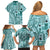 Samoa Tapa Family Matching Off Shoulder Short Dress and Hawaiian Shirt Siapo Mix Tatau Patterns - Teal LT7 - Polynesian Pride