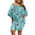 Samoa Tapa Family Matching Off Shoulder Short Dress and Hawaiian Shirt Siapo Mix Tatau Patterns - Teal LT7 Mom's Dress Teal - Polynesian Pride