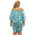 Samoa Tapa Family Matching Off Shoulder Short Dress and Hawaiian Shirt Siapo Mix Tatau Patterns - Teal LT7 - Polynesian Pride