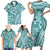 Samoa Tapa Family Matching Short Sleeve Bodycon Dress and Hawaiian Shirt Siapo Mix Tatau Patterns - Teal LT7 - Polynesian Pride