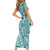 Samoa Tapa Family Matching Short Sleeve Bodycon Dress and Hawaiian Shirt Siapo Mix Tatau Patterns - Teal LT7 - Polynesian Pride