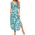 Samoa Tapa Family Matching Summer Maxi Dress and Hawaiian Shirt Siapo Mix Tatau Patterns - Teal LT7 Mom's Dress Teal - Polynesian Pride