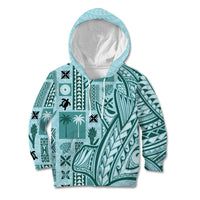 Samoa Tapa Kid Hoodie Siapo Mix Tatau Patterns - Teal LT7 Hoodie Teal - Polynesian Pride