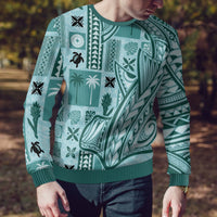 Samoa Tapa Ugly Christmas Sweater Siapo Mix Tatau Patterns - Teal LT7 - Polynesian Pride