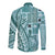 Samoa Tapa Long Sleeve Button Shirt Siapo Mix Tatau Patterns - Teal LT7 - Polynesian Pride