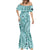 Samoa Tapa Mermaid Dress Siapo Mix Tatau Patterns - Teal LT7 - Polynesian Pride