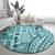 Samoa Tapa Round Carpet Siapo Mix Tatau Patterns - Teal LT7 - Polynesian Pride