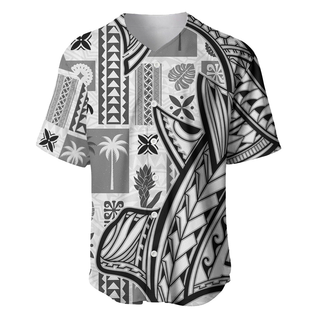 Samoa Tapa Baseball Jersey Siapo Mix Tatau Patterns - White LT7 White - Polynesian Pride