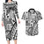 Samoa Tapa Couples Matching Long Sleeve Bodycon Dress and Hawaiian Shirt Siapo Mix Tatau Patterns - White LT7 White - Polynesian Pride