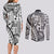 Samoa Tapa Couples Matching Long Sleeve Bodycon Dress and Long Sleeve Button Shirt Siapo Mix Tatau Patterns - White LT7 - Polynesian Pride