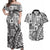 Samoa Tapa Couples Matching Off Shoulder Maxi Dress and Hawaiian Shirt Siapo Mix Tatau Patterns - White LT7 White - Polynesian Pride