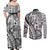 Samoa Tapa Couples Matching Off Shoulder Maxi Dress and Long Sleeve Button Shirt Siapo Mix Tatau Patterns - White LT7 - Polynesian Pride