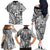 Samoa Tapa Family Matching Off Shoulder Long Sleeve Dress and Hawaiian Shirt Siapo Mix Tatau Patterns - White LT7 - Polynesian Pride