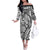 Samoa Tapa Family Matching Off Shoulder Long Sleeve Dress and Hawaiian Shirt Siapo Mix Tatau Patterns - White LT7 Mom's Dress White - Polynesian Pride