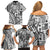 Samoa Tapa Family Matching Off Shoulder Short Dress and Hawaiian Shirt Siapo Mix Tatau Patterns - White LT7 - Polynesian Pride