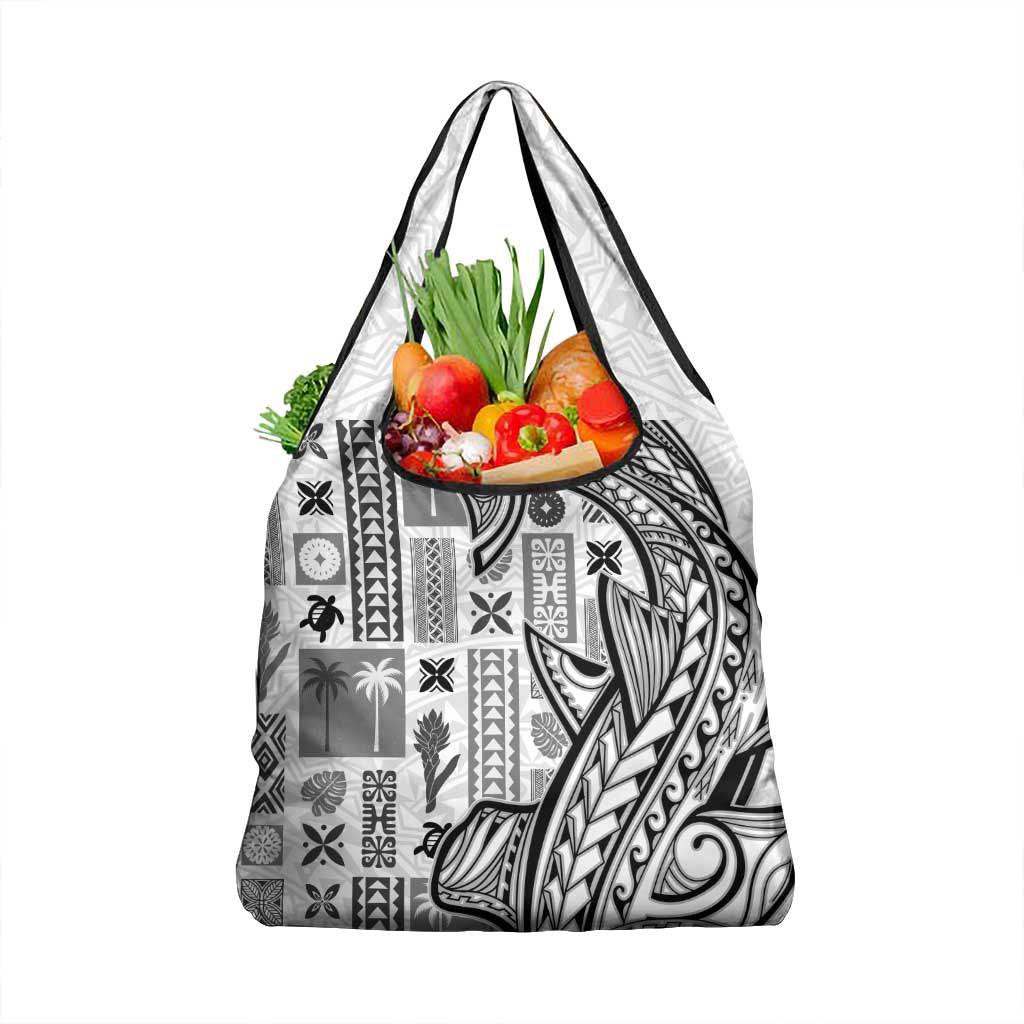 Samoa Tapa Grocery Bag Siapo Mix Tatau Patterns - White