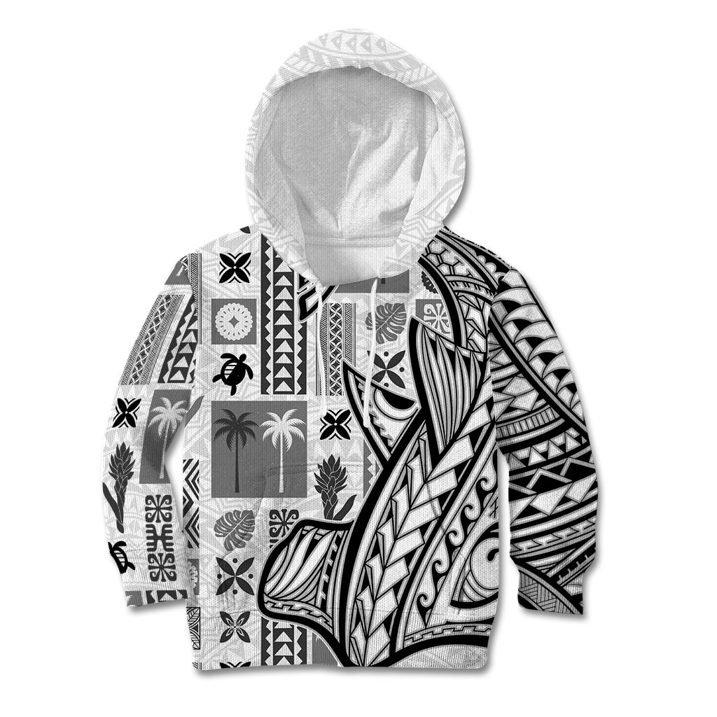 Samoa Tapa Kid Hoodie Siapo Mix Tatau Patterns - White LT7 Hoodie White - Polynesian Pride