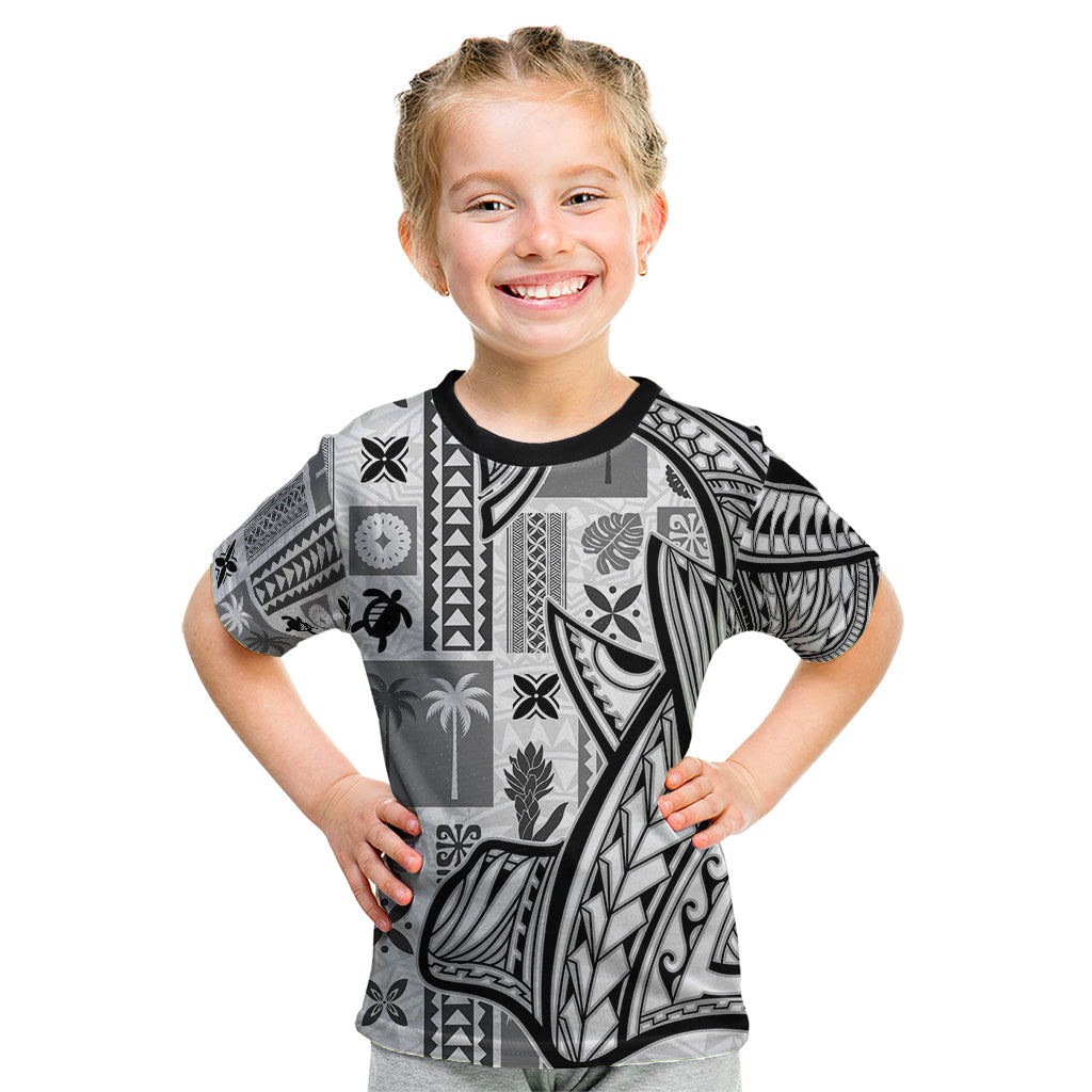 Samoa Tapa Kid T Shirt Siapo Mix Tatau Patterns - White LT7 White - Polynesian Pride