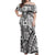 Samoa Tapa Off Shoulder Maxi Dress Siapo Mix Tatau Patterns - White LT7 Women White - Polynesian Pride