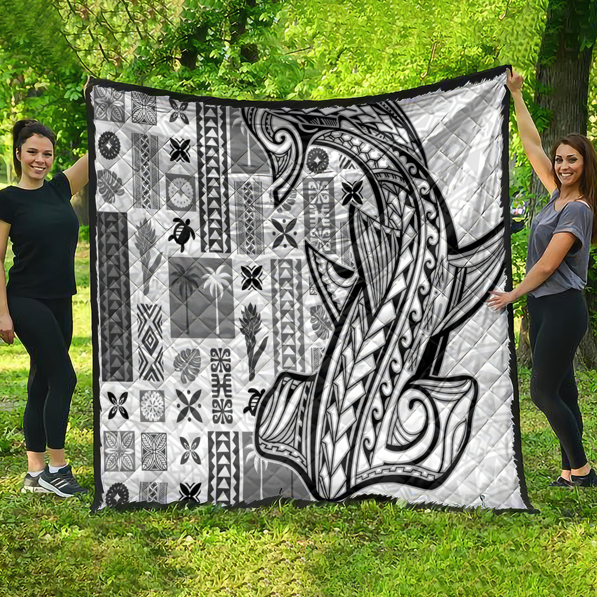 Samoa Tapa Quilt Siapo Mix Tatau Patterns - White LT7 - Polynesian Pride