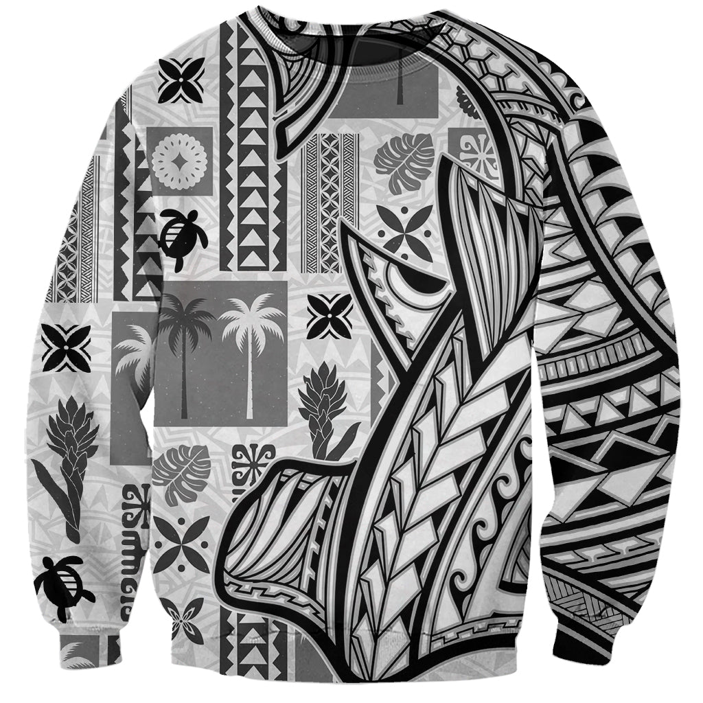 Samoa Tapa Sweatshirt Siapo Mix Tatau Patterns - White LT7 Unisex White - Polynesian Pride