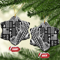 Samoa Tapa Ceramic Ornament Siapo Mix Tatau Patterns - Black LT7 Snow Flake Black - Polynesian Pride