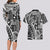 Samoa Tapa Couples Matching Long Sleeve Bodycon Dress and Hawaiian Shirt Siapo Mix Tatau Patterns - Black LT7 - Polynesian Pride