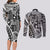 Samoa Tapa Couples Matching Long Sleeve Bodycon Dress and Long Sleeve Button Shirt Siapo Mix Tatau Patterns - Black LT7 - Polynesian Pride