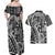 Samoa Tapa Couples Matching Off Shoulder Maxi Dress and Hawaiian Shirt Siapo Mix Tatau Patterns - Black LT7 - Polynesian Pride