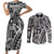 Samoa Tapa Couples Matching Short Sleeve Bodycon Dress and Long Sleeve Button Shirt Siapo Mix Tatau Patterns - Black LT7 Black - Polynesian Pride