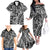 Samoa Tapa Family Matching Off Shoulder Long Sleeve Dress and Hawaiian Shirt Siapo Mix Tatau Patterns - Black LT7 - Polynesian Pride