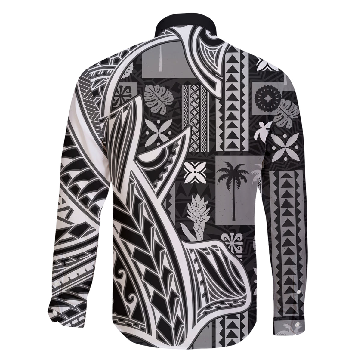 Samoa Tapa Family Matching Short Sleeve Bodycon Dress and Hawaiian Shirt Siapo Mix Tatau Patterns - Black LT7 - Polynesian Pride