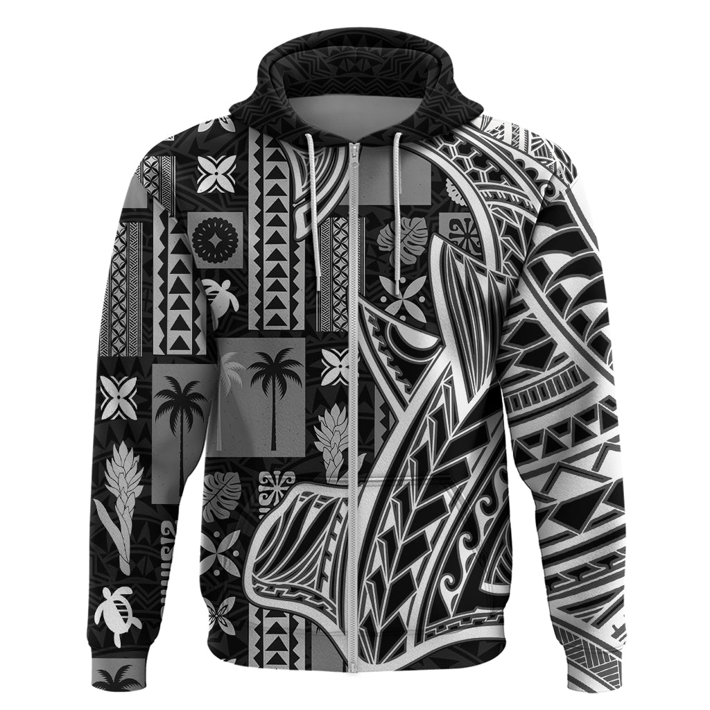 Samoa Tapa Hoodie Siapo Mix Tatau Patterns - Black LT7 - Polynesian Pride