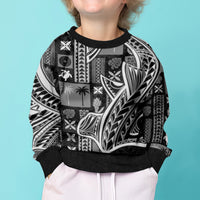 Samoa Tapa Kid Ugly Christmas Sweater Siapo Mix Tatau Patterns - Black LT7 - Polynesian Pride