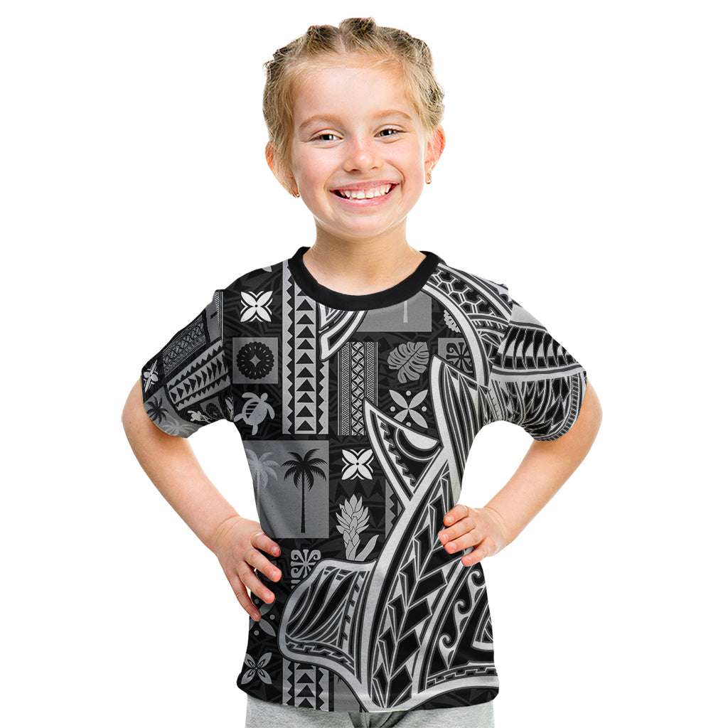 Samoa Tapa Kid T Shirt Siapo Mix Tatau Patterns - Black LT7 Black - Polynesian Pride