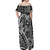 Samoa Tapa Off Shoulder Maxi Dress Siapo Mix Tatau Patterns - Black LT7 - Polynesian Pride