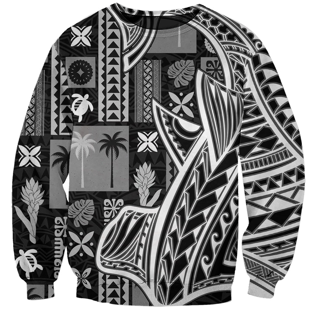 Samoa Tapa Sweatshirt Siapo Mix Tatau Patterns - Black LT7 Unisex Black - Polynesian Pride