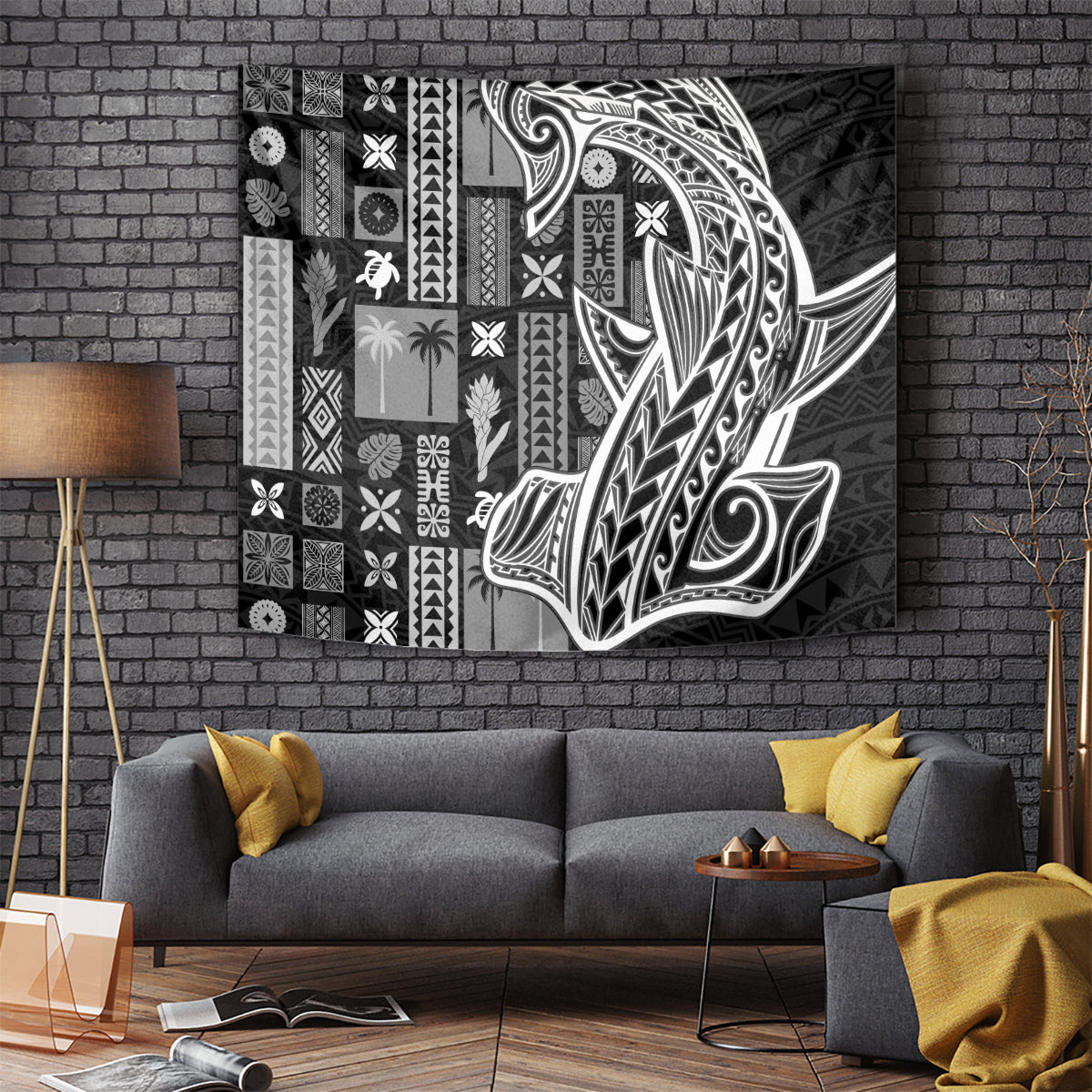 Samoa Tapa Tapestry Siapo Mix Tatau Patterns - Black LT7 Black - Polynesian Pride