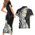 Hawaii Aloha Couples Matching Short Sleeve Bodycon Dress and Hawaiian Shirt Plumeria Vintage - Black LT7 - Polynesian Pride