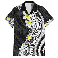 Hawaii Aloha Family Matching Long Sleeve Bodycon Dress and Hawaiian Shirt Plumeria Vintage - Black LT7 Dad's Shirt - Short Sleeve Black - Polynesian Pride
