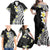 Hawaii Aloha Family Matching Off Shoulder Maxi Dress and Hawaiian Shirt Plumeria Vintage - Black LT7 - Polynesian Pride