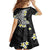 Hawaii Aloha Family Matching Off Shoulder Short Dress and Hawaiian Shirt Plumeria Vintage - Black LT7 - Polynesian Pride