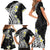 Hawaii Aloha Family Matching Short Sleeve Bodycon Dress and Hawaiian Shirt Plumeria Vintage - Black LT7 - Polynesian Pride